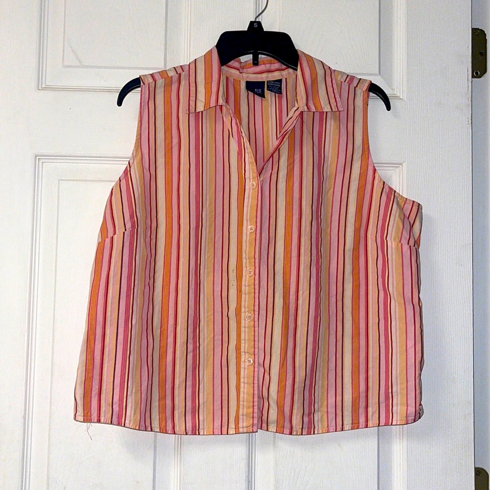 Basic Editions striped sleeveless top
